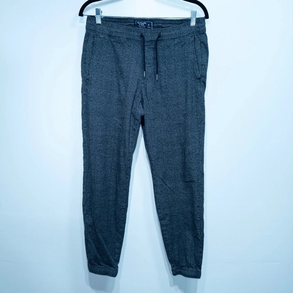 Abercrombie & Fitch Black Herringbone Plaid Workwear‎ Joggers Size Small